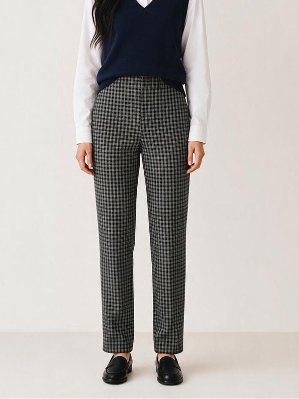 NWT Banana Republic Hayden Pants Women’s 10 Black White Plaid Y2K Preppy Minimal